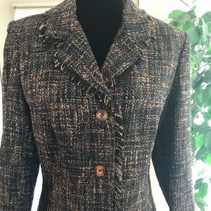 Briggs New York brown & black tweed blazer jacket